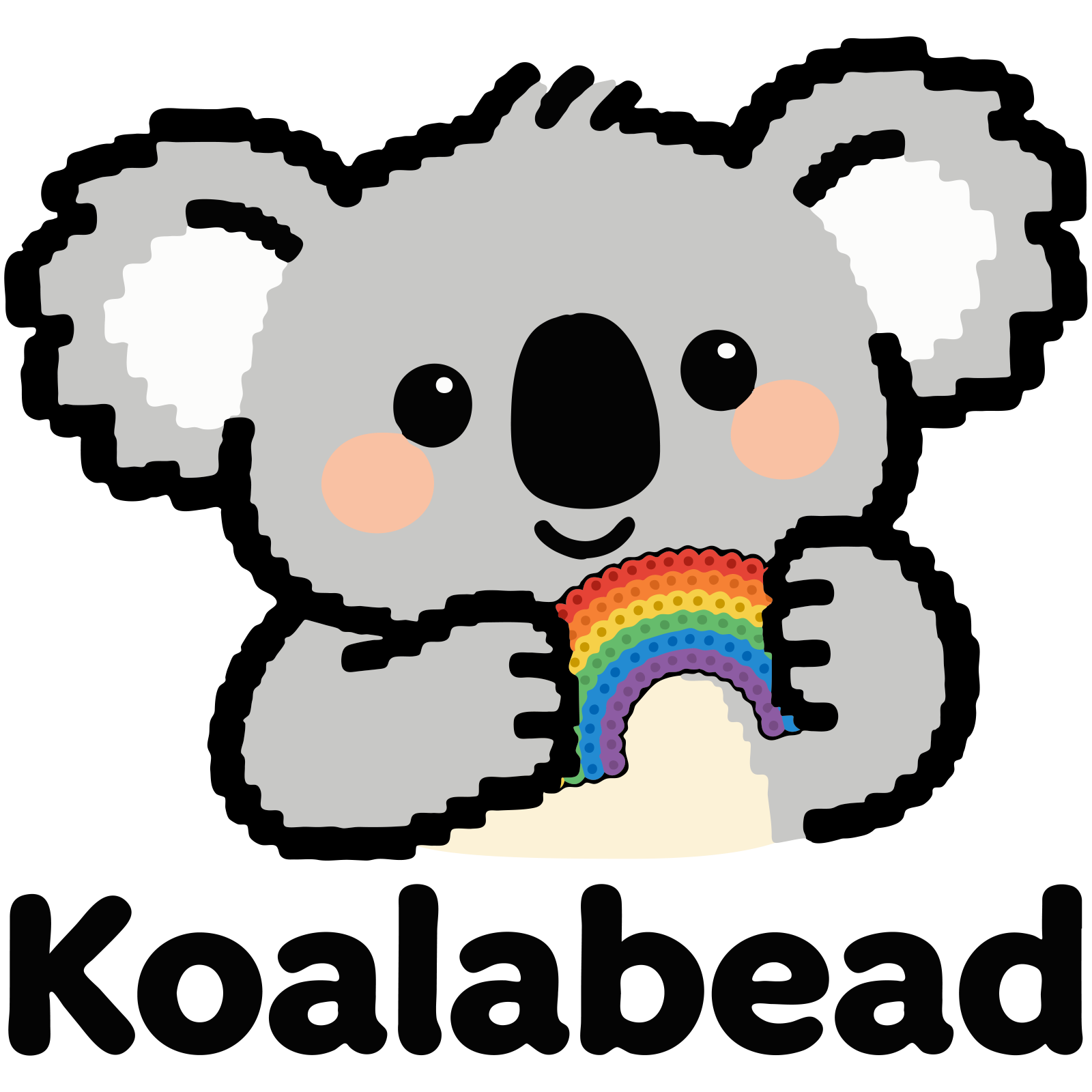 考拼考拉抱着彩虹拼豆的品牌 Logo